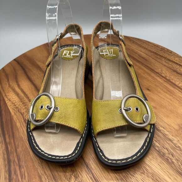 Fly London Mustard Sandals with Metallic Buckle - Picture 2 of 8